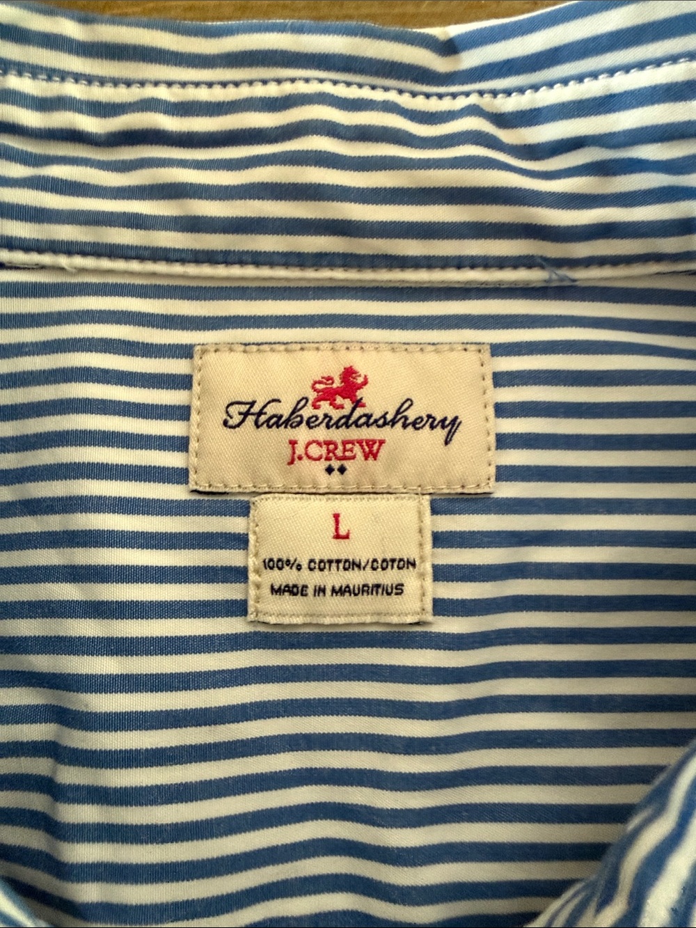 : J.Crew Blue & White Striped Button-Up Shirt L